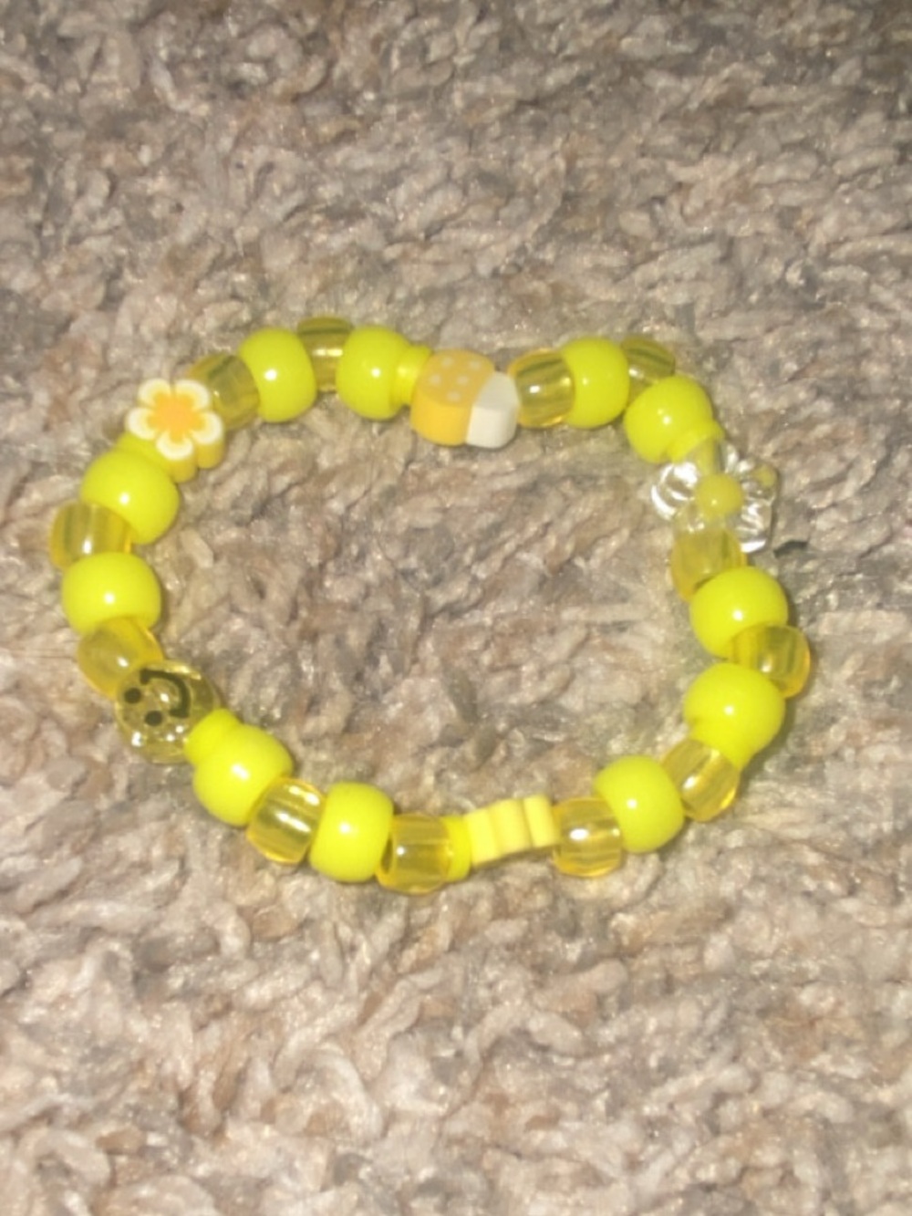 Multi-Color Beaded Stretch Bracelet Set - Fun Smiley & Flower Charms - Picture 4 of 6